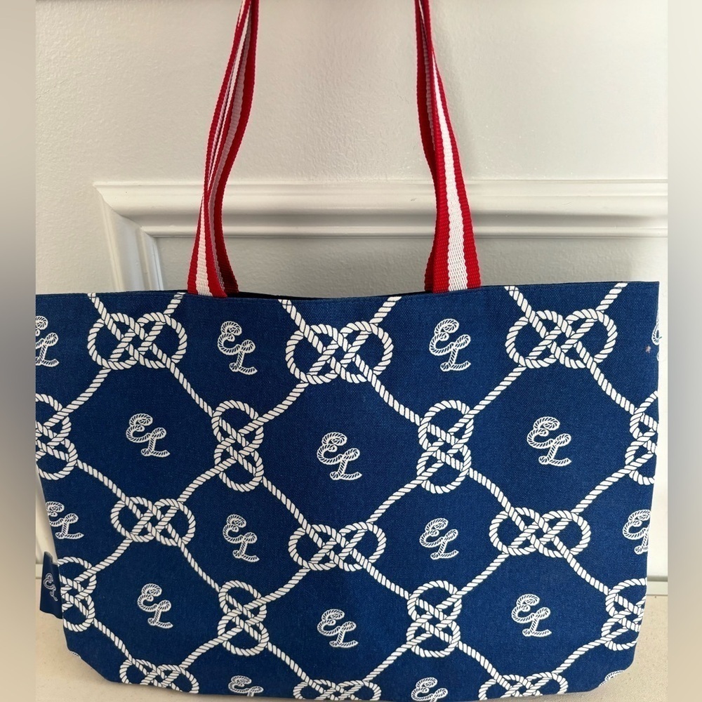 Estee Lauder Tote Bag Beach Blue White Knots Rope Nautical Brand New - Picture 3 of 11